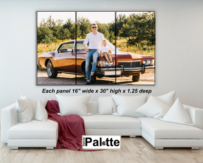 Tableaux sur toile en triptyque, 3 panneaux de 16" x 30" chacun