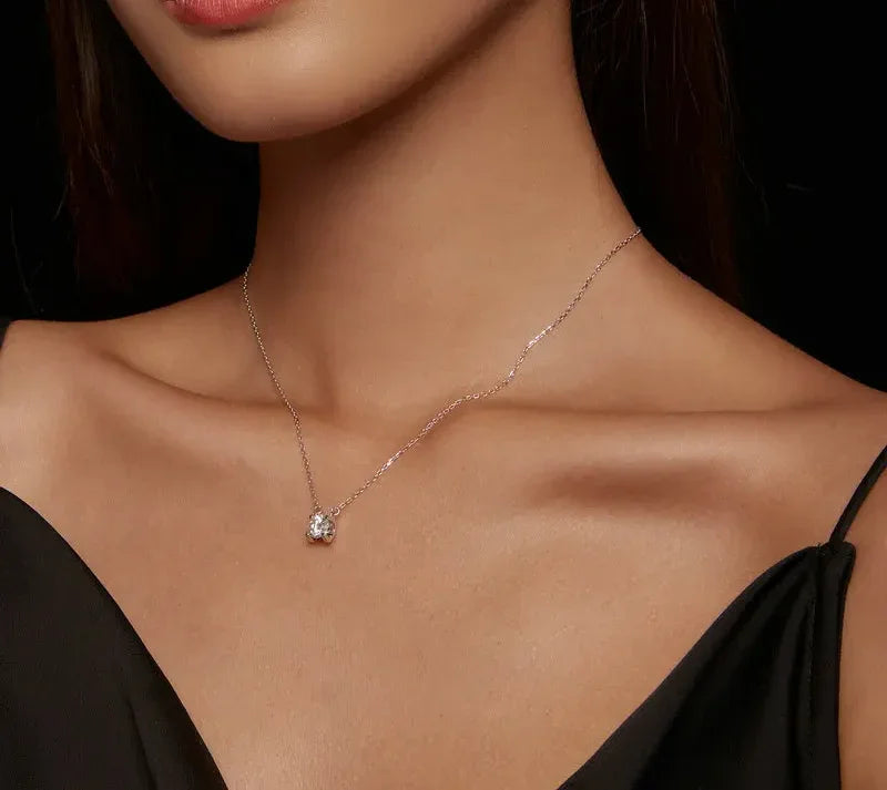 Collier Pendentif Moissanite 1 carat en Argent Sterling Éclatant