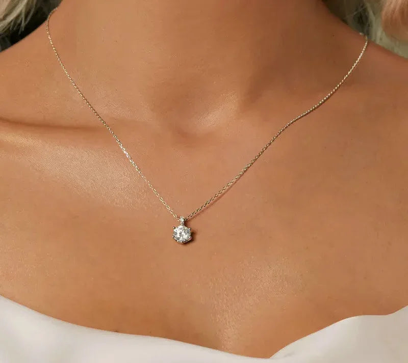 Collier pendentif en argent sterling moissanite 1 carat Glamorous Gem
