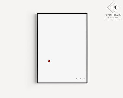 Affiche Bauhaus - Der Punkt (Le Point) IMPRESSION | Impression d'art minimaliste du milieu du siècle en blanc et rouge (disponible encadrée)