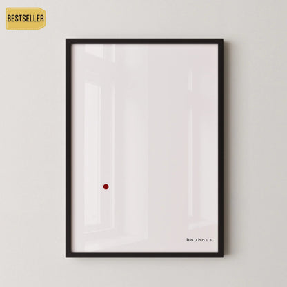 Affiche Bauhaus - Der Punkt (Le Point) IMPRESSION | Impression d'art minimaliste du milieu du siècle en blanc et rouge (disponible encadrée)