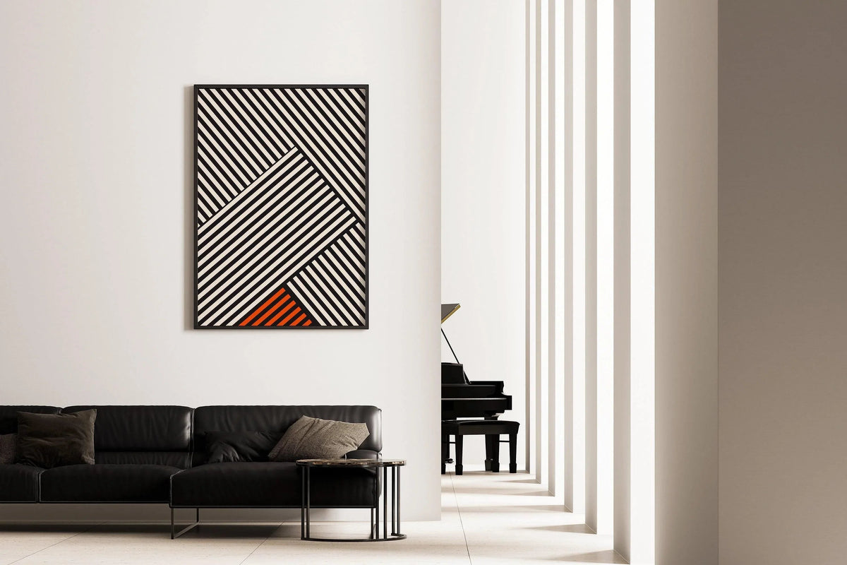 Affiche Bauhaus - Imprimé à rayures | Impression d'art moderne du milieu du siècle (disponible encadrée à la main ou non encadrée)