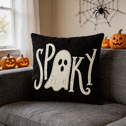 Halloween Funny Ghost Throw Pillow Cover – Decorative 45 x 45 cm Cushion Cover for Sofa, Couch & Home Décor