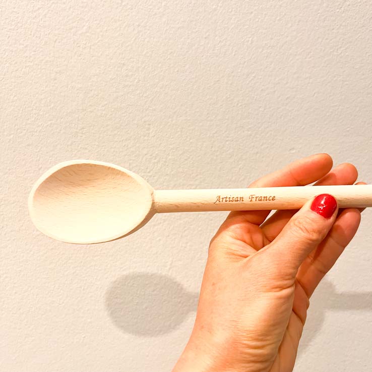 Cuillère de cuisson artisanale en hêtre – 100 % naturelle – Cuillère en bois non toxique – 30 cm