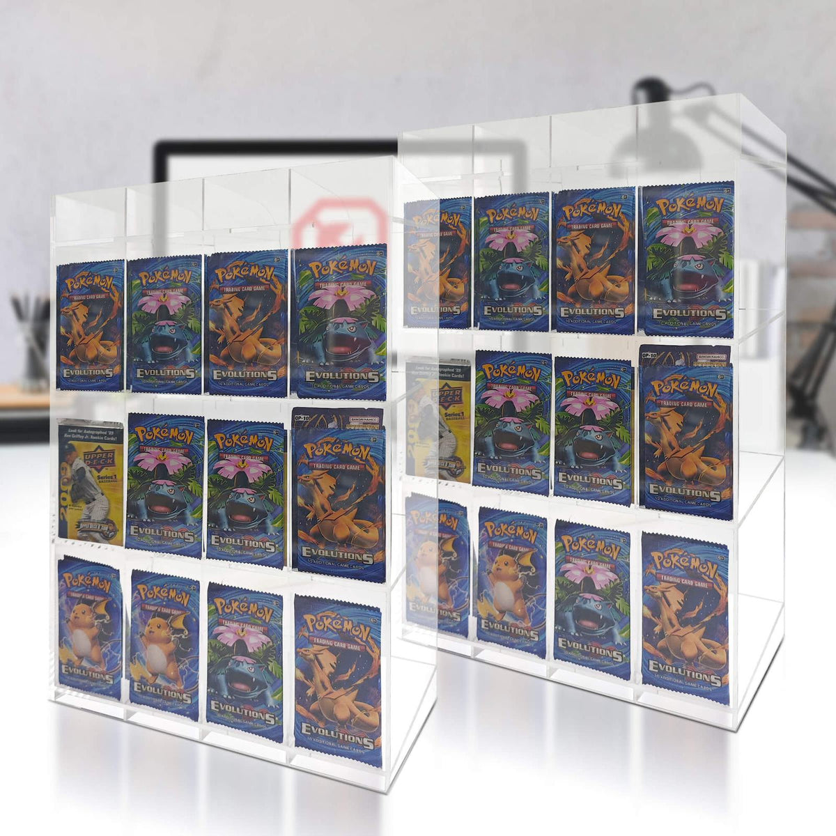 EVORETRO Acrylic Display Stand for Booster  DispenserPacks – Retail Counter Unit with Top Shelf