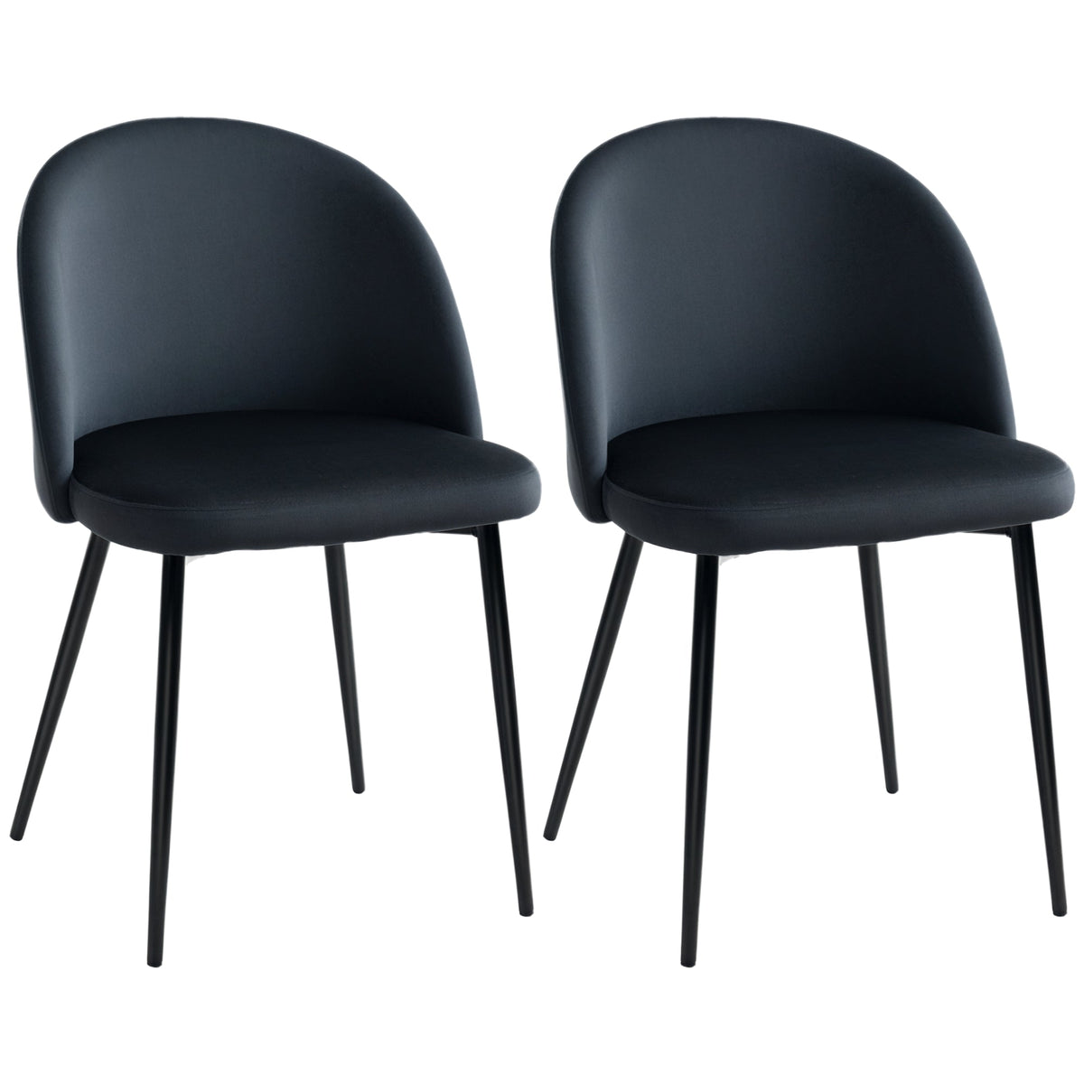 Lot de 2 chaises de salle à manger à dossier mi-hauteur Dylan - Noir