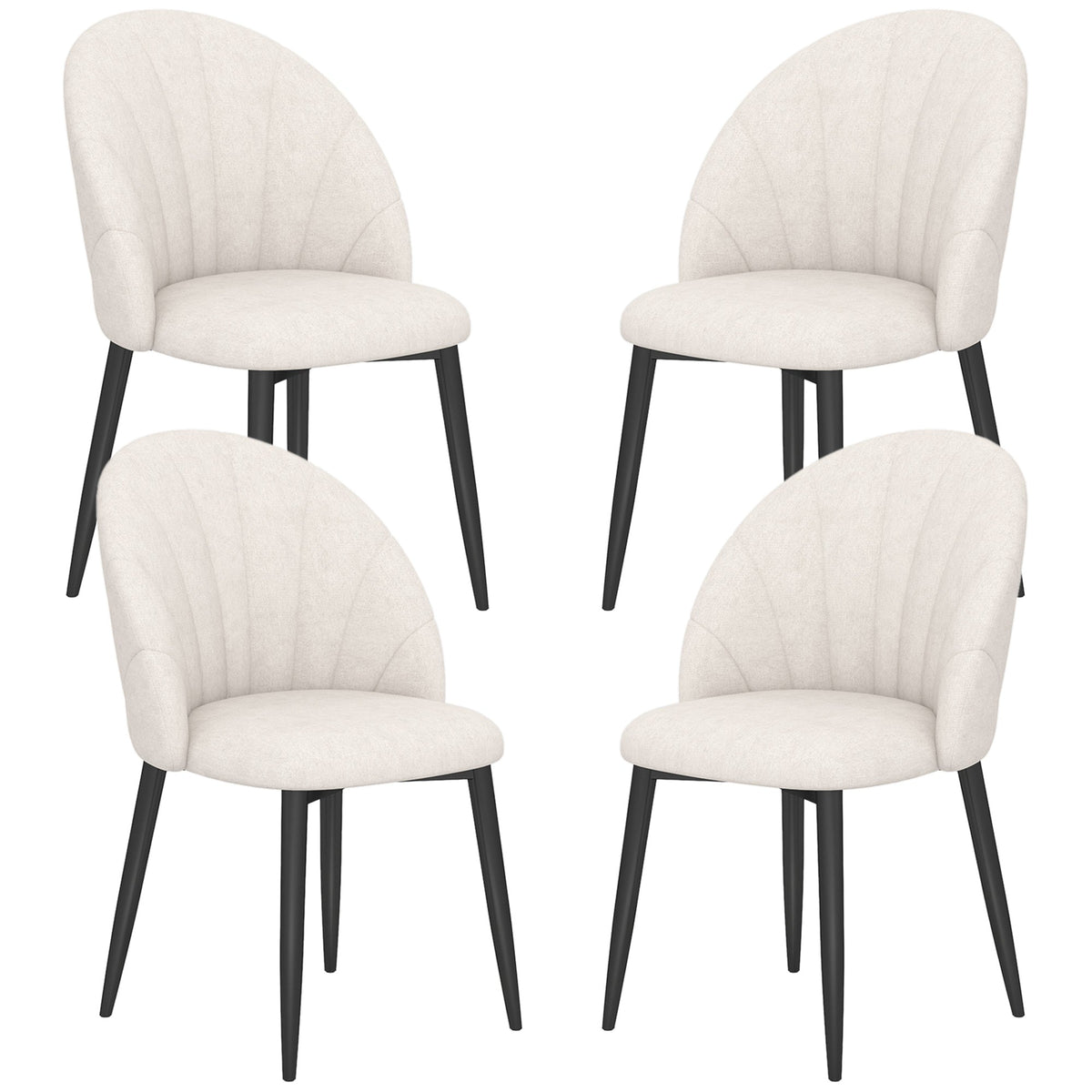 Skylar Chaises de salle à manger modernes, lot de 4 - Blanc crème