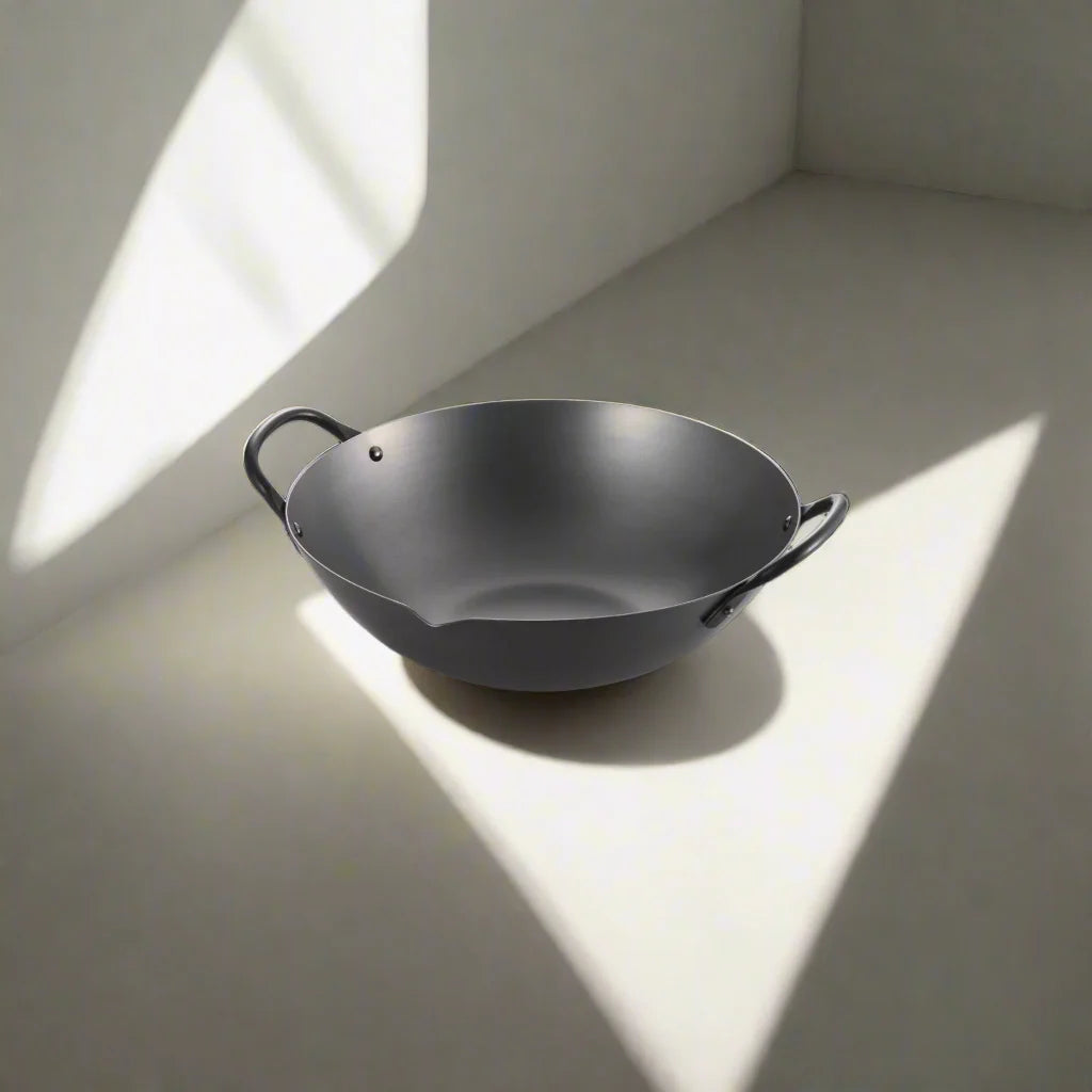 Yoshikawa Cook-Pal Ren Série Wok Guangdong 36 cm – Acier au carbone nitruré, fond rond
