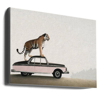 Art mural Tigre sur le toit d'une voiture