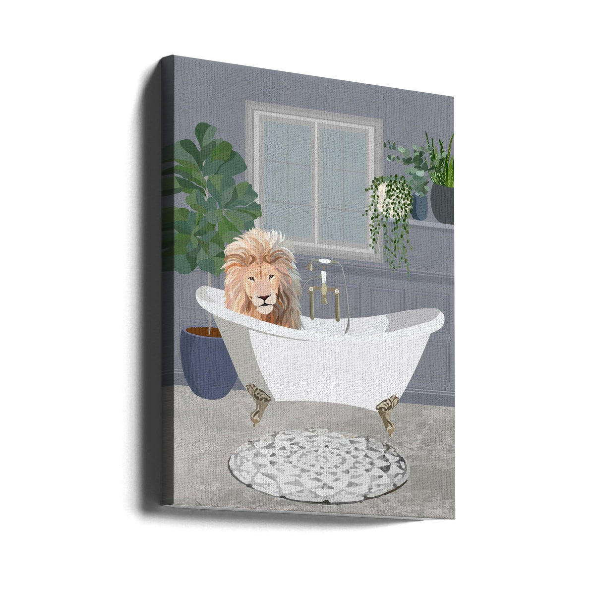 Impression sur toile Lion prenant un bain