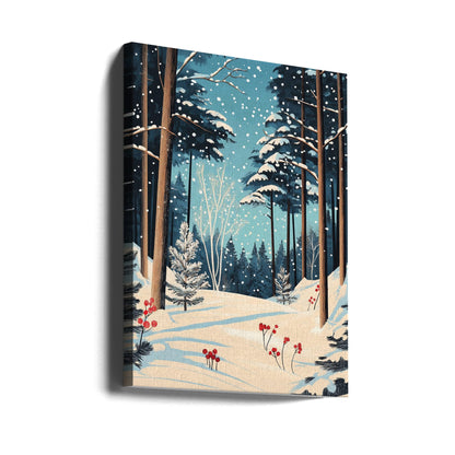Décoration murale Noël Forêt enneigée Impression sur toile