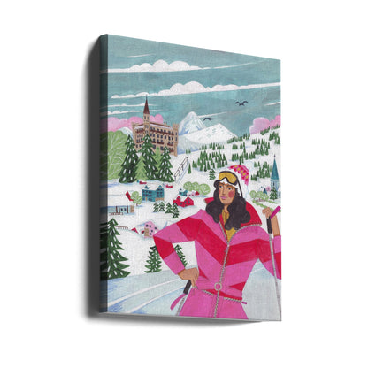 Tableau mural Scène d'hiver Femme à ski - Impression sur toile
