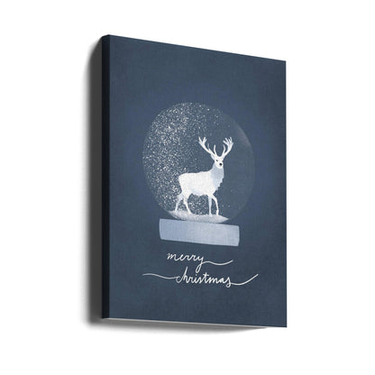 Toile murale imprimée cerf boule à neige