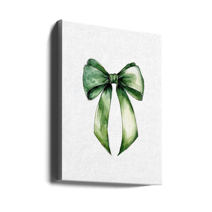 Décoration Murale Nœud Vert Aquarelle Impression sur Toile