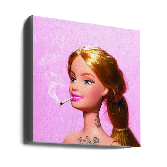Pink Fashion Doll Pop Art Portrait Canvas Wall Art | Girl Grown Up