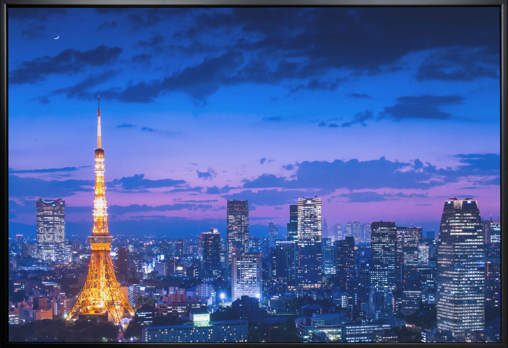 Tokyo Tower Blue Hour Skyline Canvas Wall Art | Tokyo night view