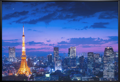 Tokyo Tower Blue Hour Skyline Canvas Wall Art | Tokyo night view