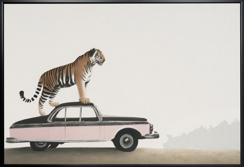 Art mural Tigre sur le toit d'une voiture