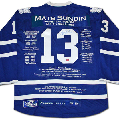 Mats Sundin Toronto Maple Leafs Career Jersey #1 of 199