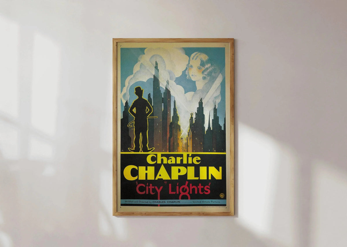 Charlie Chaplin - Les Lumières de la Ville (1931) | Affiche de film vintage (disponible encadrée à la main ou sans cadre)