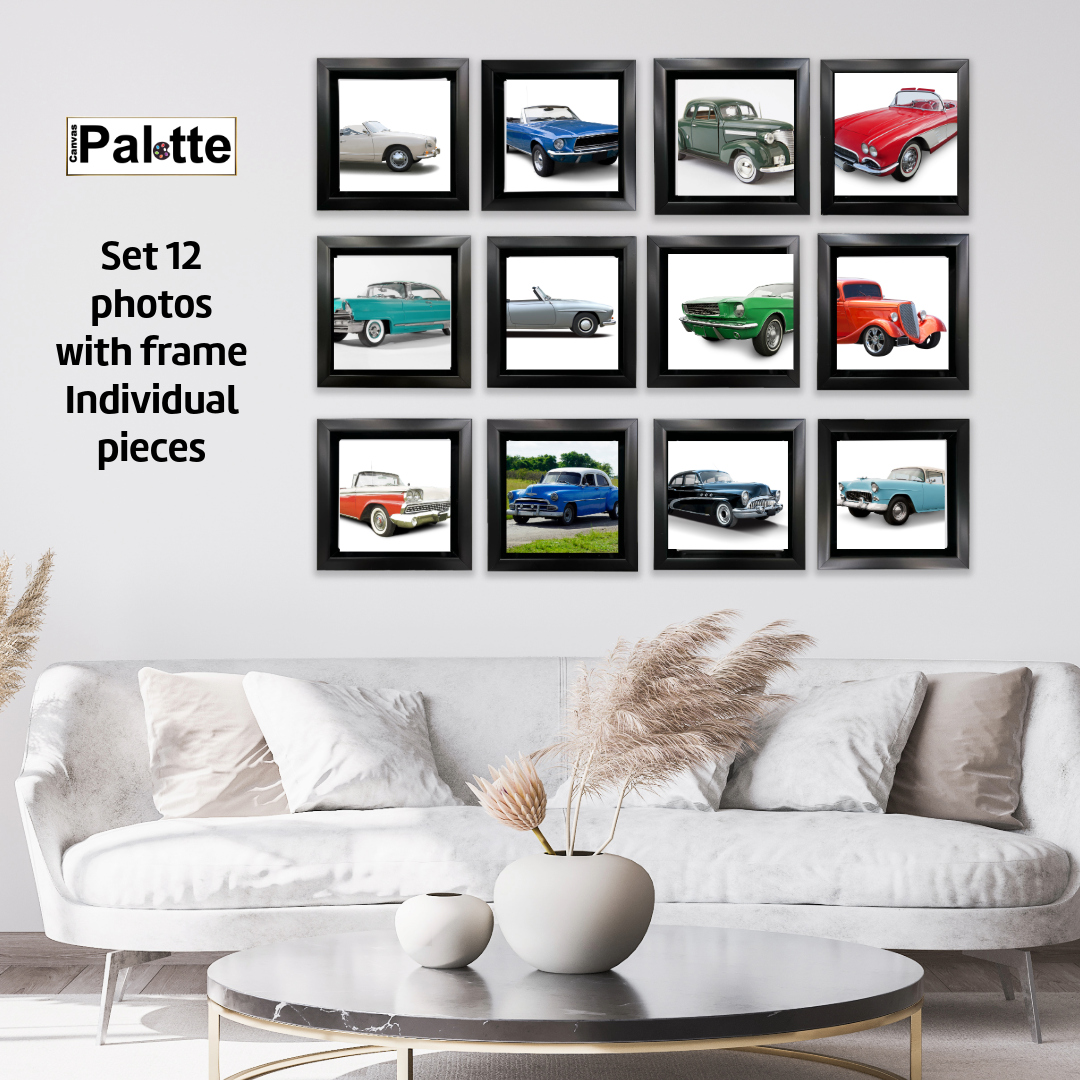 Impression sur toile – Lot de 12 carrés encadrés