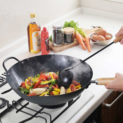 Wok Yoshikawa en acier au carbone 36 cm - Fabriqué au Japon