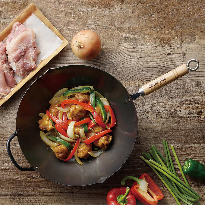 Wok Yoshikawa en acier au carbone 36 cm - Fabriqué au Japon