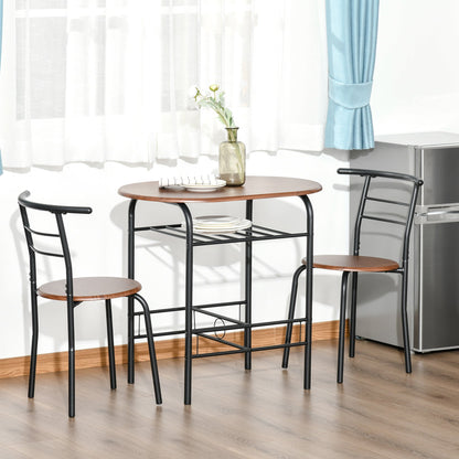 Ensemble de salle à manger Foden 3 pièces avec étagère, pour petits espaces-Marron naturel