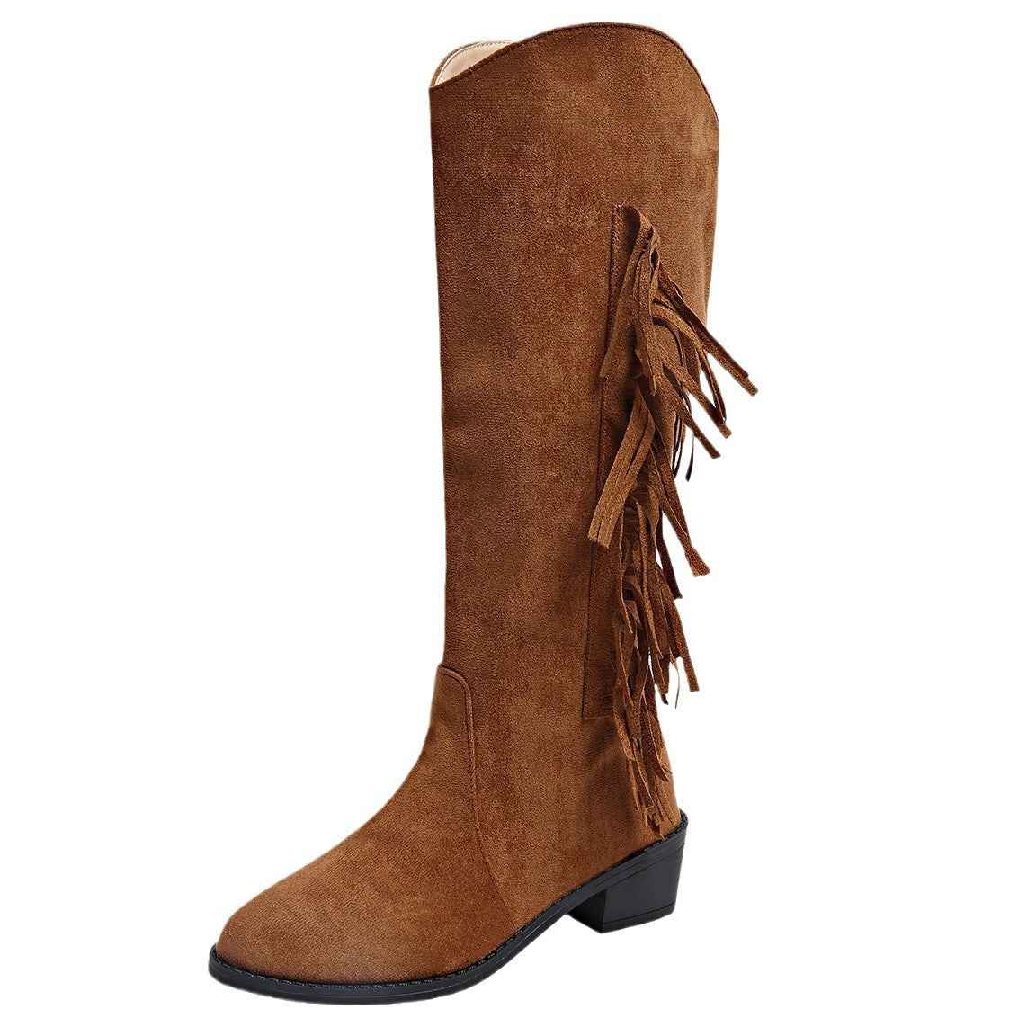 Women's Tassel Thigh High Boots – Suede Pointed Toe Fashion Boots