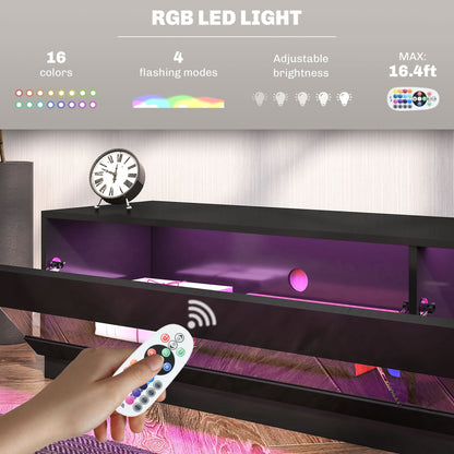 Meuble TV Hart lumineux pour téléviseurs jusqu'à 75" - Noir brillant