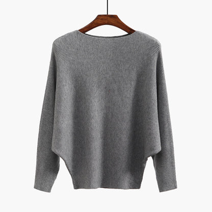 Women’s Halter Neck Batwing Knit Pullover Top – Stretchy Relaxed-Fit Casual Sweater