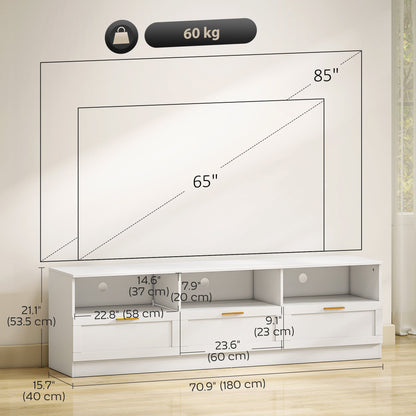 Dallas Modern TV Stand with Storage Drawers for TVs up to 85"-White