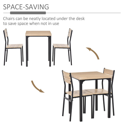 Ensemble de salle à manger 3 pièces Kurt pour petits espaces - Bois naturel