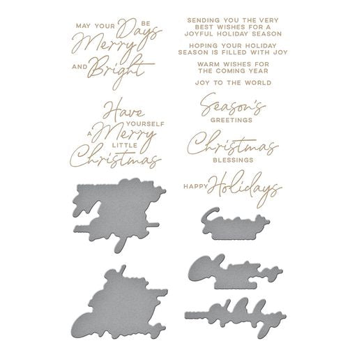Plaque et matrices A Merry Little Christmas Sentiments Glimmer Hot Foil de la collection De-Light-Ful Christmas par Yana Smakula