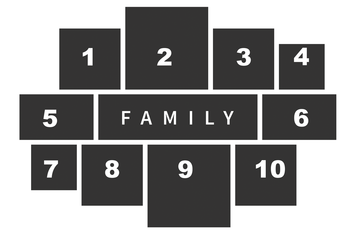 Toile photo pêle-mêle familial 36"X24"