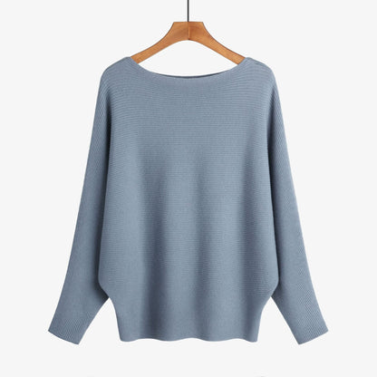 Women’s Halter Neck Batwing Knit Pullover Top – Stretchy Relaxed-Fit Casual Sweater
