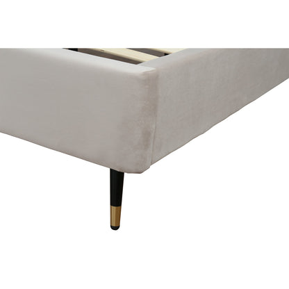 Lit plateforme rembourré en velours Gallagher - Greige