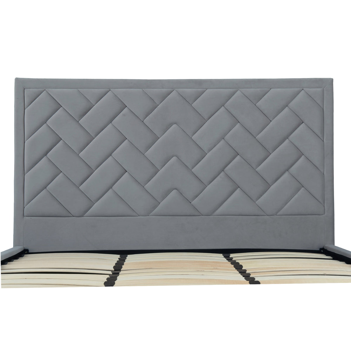 Lit plateforme en velours capitonné Gallagher - Gris