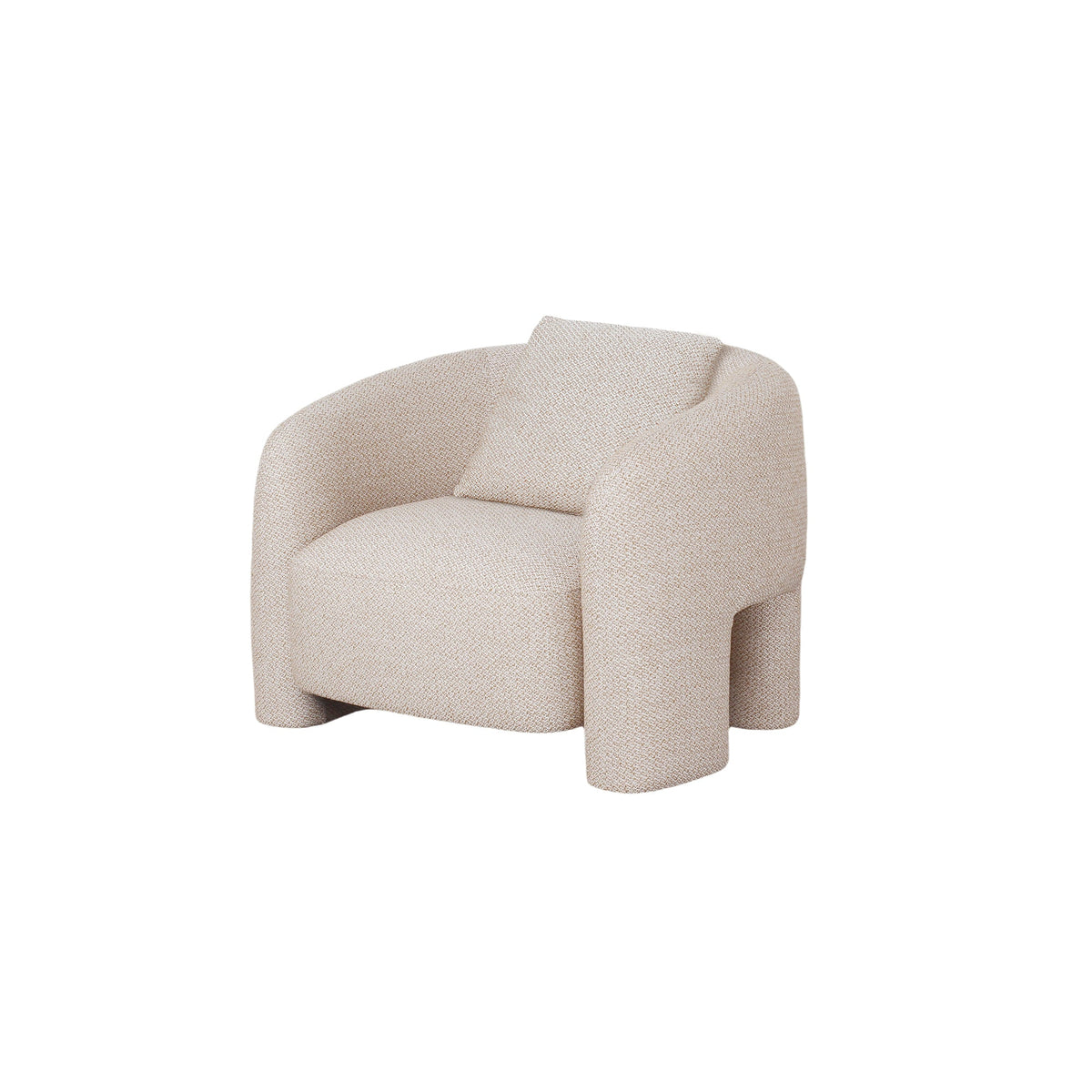 Fauteuil d'appoint en tweed et pin Chloe - Beige
