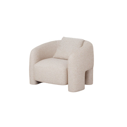 Fauteuil d'appoint en tweed et pin Chloe - Beige