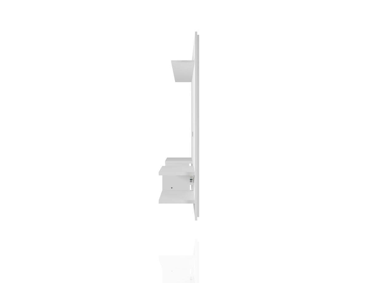 Meuble TV mural flottant moderne Augusta – Blanc brillant