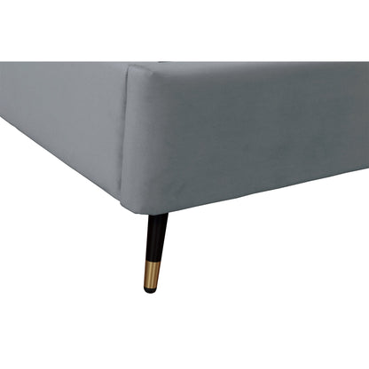 Lit plateforme en velours capitonné Gallagher - Gris