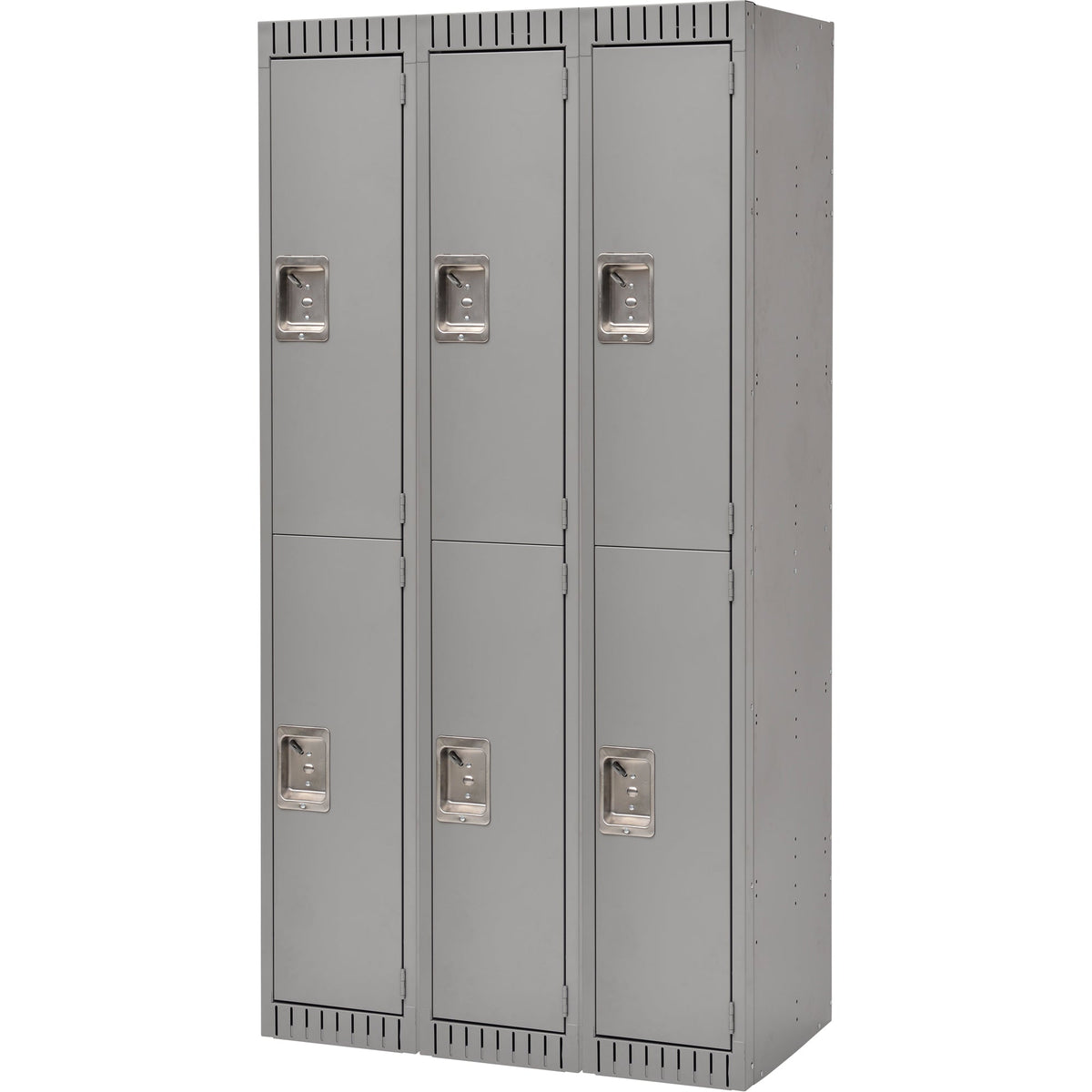 Casiers, à 2 étages, Bloc de 3, 36" x 18" x 72", Acier, Gris, Rivet (Assemblé)