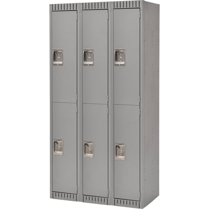 Casiers, à 2 étages, Bloc de 3, 36" x 18" x 72", Acier, Gris, Rivet (Assemblé)