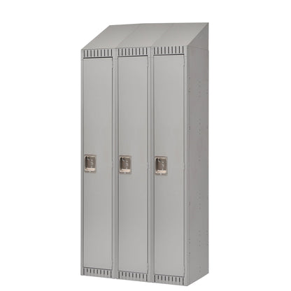 Assembled Lockers, Bank of 3, 36" x 18" x 82", Steel, Grey, Rivet (Assembled)