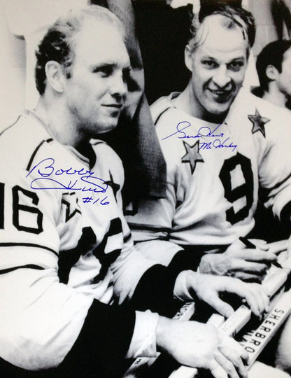 PHOTO AUTOGRAPHIÉE BOBBY HULL & GORDIE HOWE (16 PO X 20 PO)