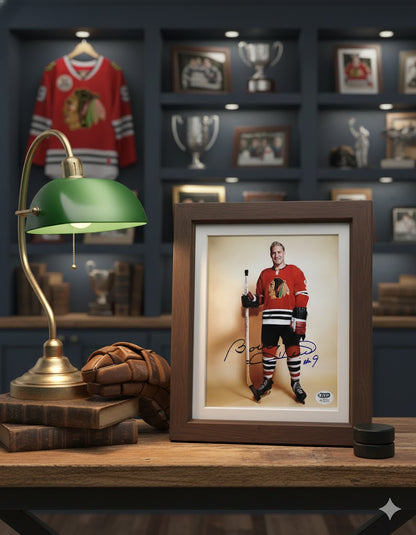 PHOTO 8X10 AUTOGRAPHIÉE DE BOBBY HULL - CHICAGO BLACKHAWKS (TxH)