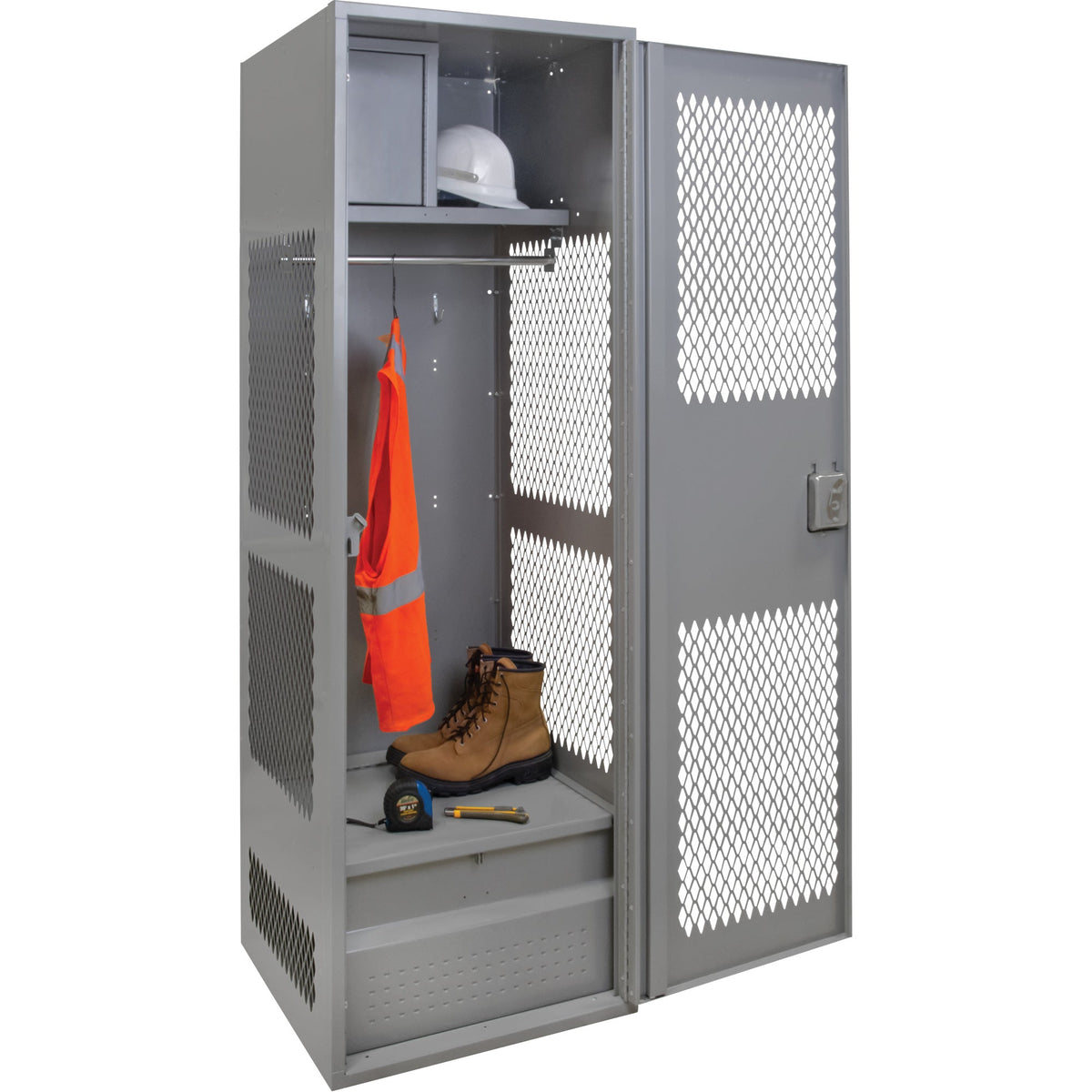 Casier de rangement avec porte, acier, 61 cm (l) x 61 cm (P) x 183 cm (H), gris