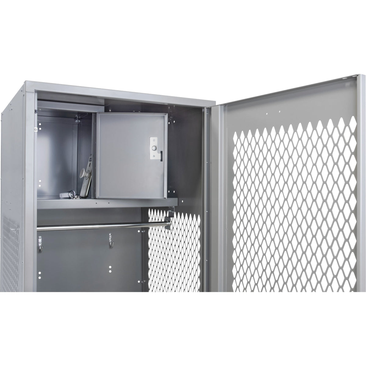 Gear Locker with Door, Steel, 24" W x 18" D x 72" H, Grey