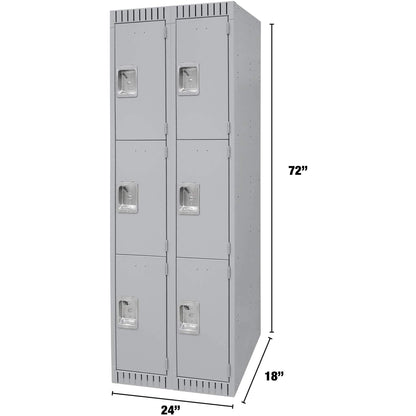 Casiers, 3 niveaux, batterie de 2, 24" x 18" x 72", Acier, Gris, Démonté